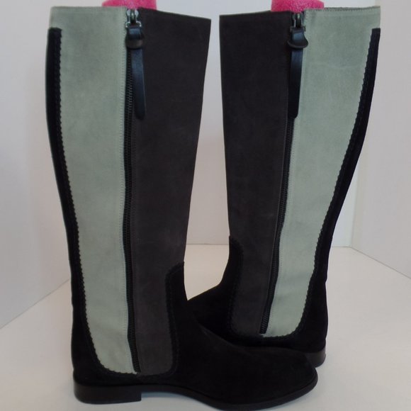 Hogan Multi Colored Block Suede Leather Knee High Zip Up  Riding Boots Sz 9 - Picture 7 of 16